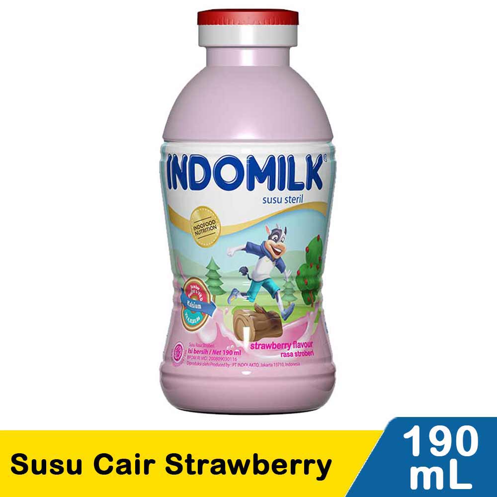 Indomilk Susu Cair Botol Strawberry 190Ml KlikIndomaret