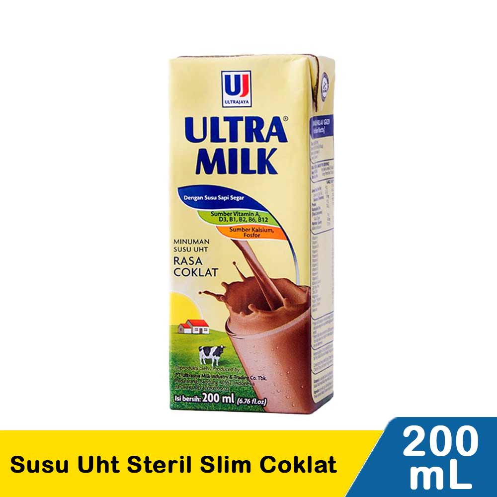 Ultra Susu  Uht Steril Slim Coklat  Tpk 200Ml KlikIndomaret