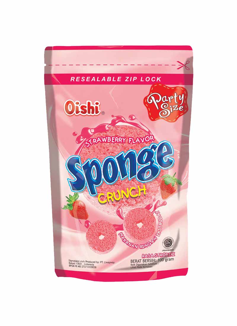 Oishi Snack Sponge Crunch Strawberry Pch 120G KlikIndomaret
