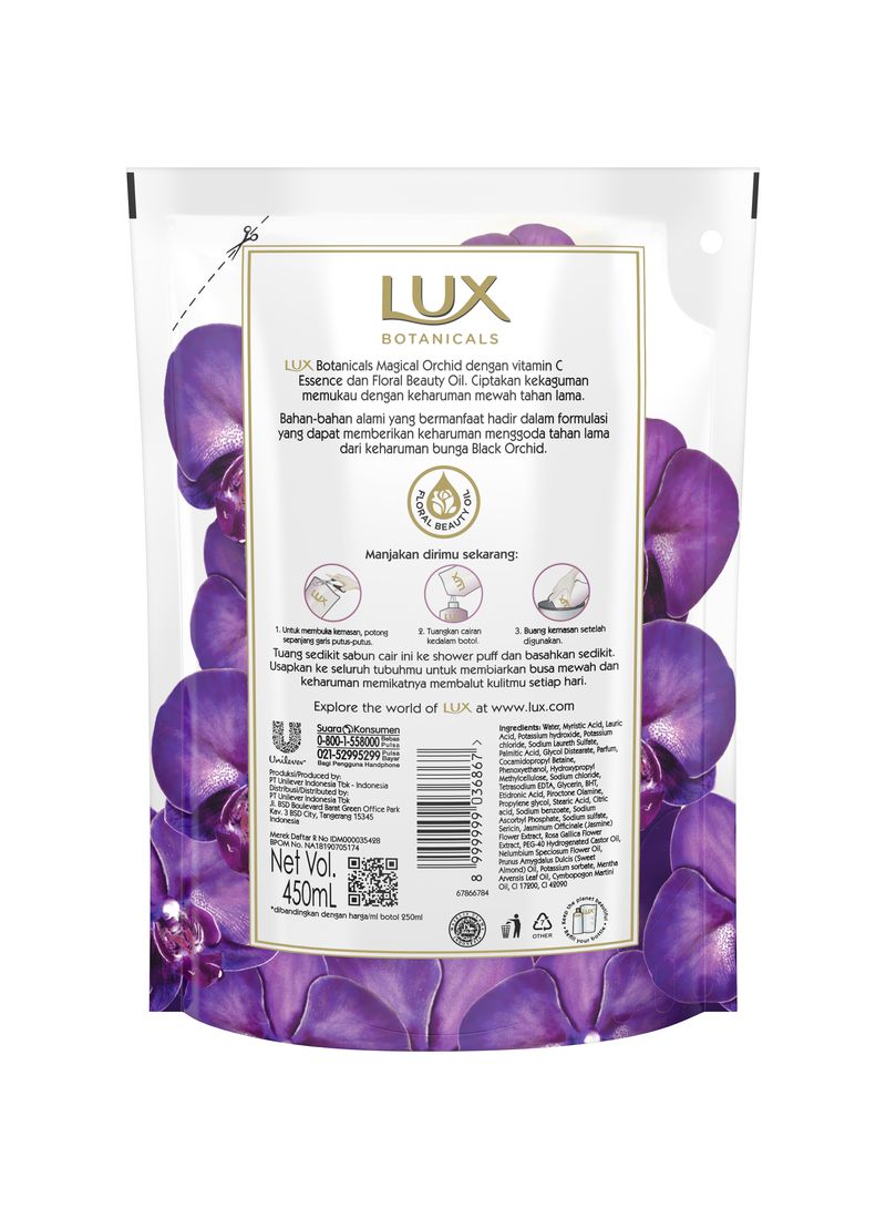 Lux Sabun Mandi Cair Refill Magical Spell 450ml Klikindomaret