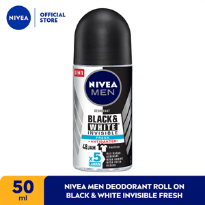 Promo Harga Nivea Men Deo Roll On Black & White Invisible Original 50 ml - Indomaret