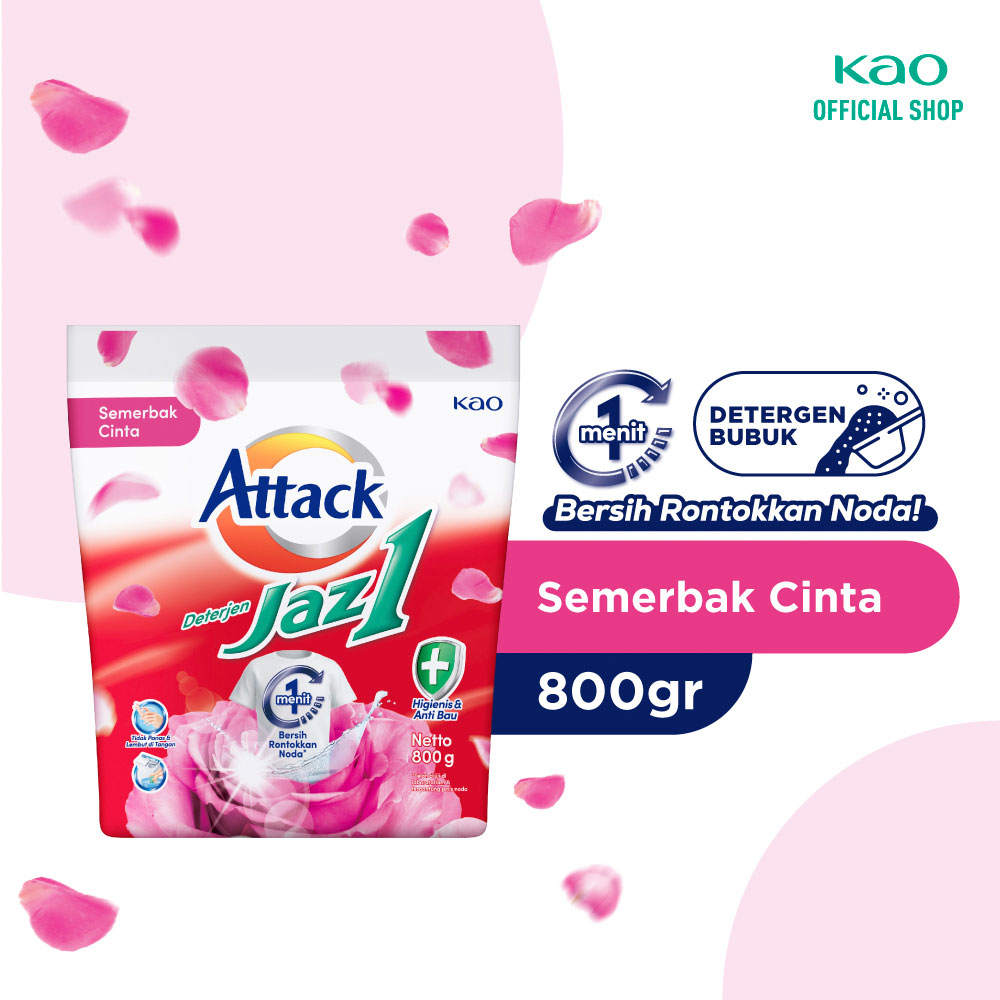 Kao Attack Detergent Powder Jaz 1 Semerbak Cinta Pck 900G 
