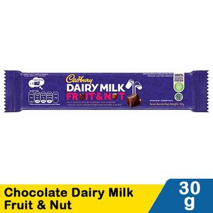Promo Harga Cadbury Dairy Milk Fruit & Nut 30 gr - Indomaret