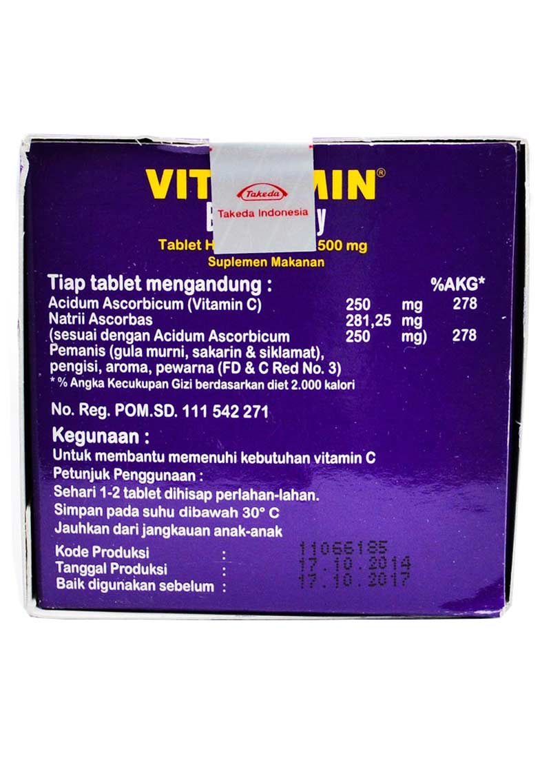 Vitacimin Tablet Hisap Vitamin C Blueberry Box 10x2 S Klikindomaret