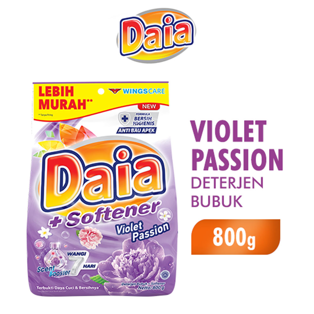 Jual Daia Detergent Bubuk+Softener Violet 900G | KlikIndomaret