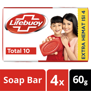 Promo Harga Lifebuoy Bar Soap Total 10 per 4 pcs 60 gr - Indomaret