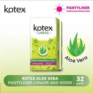 Promo Harga Kotex Fresh Liners Longer & Wider Scented Aloevera 32 pcs - Indomaret