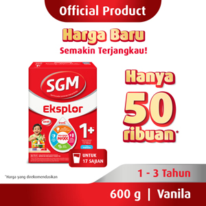 Promo Harga SGM Eksplor 1+ Susu Pertumbuhan Vanila 600 gr - Indomaret