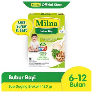 Promo Harga Milna Bubur Bayi 6 Sup Daging Brokoli 120 gr - Indomaret