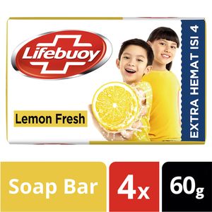 Promo Harga Lifebuoy Bar Soap Lemon Fresh per 4 pcs 60 gr - Indomaret