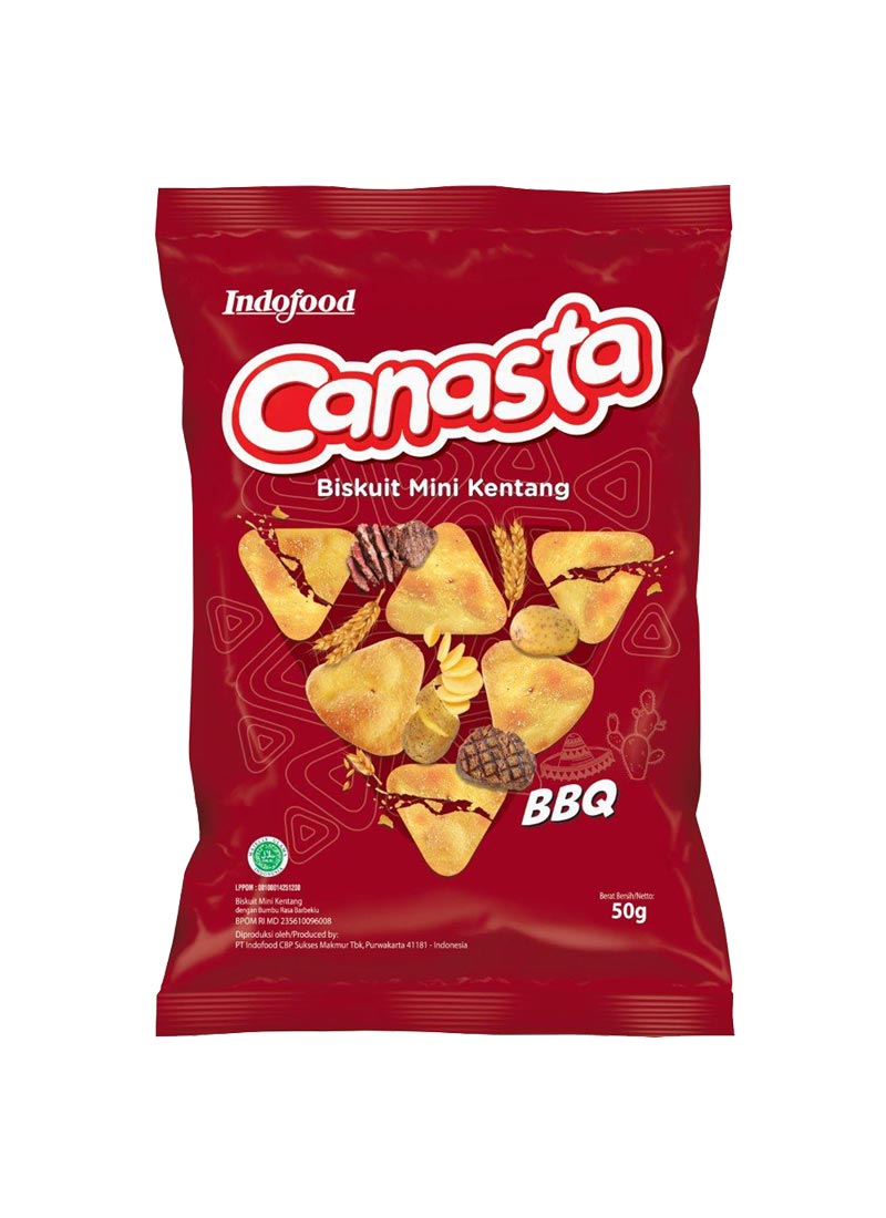 Indofood Canasta Biskuit Mini Kentang Bbq Pck 50G 