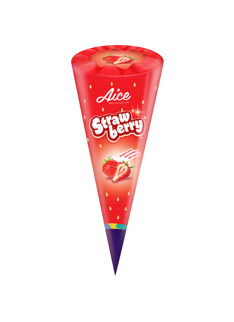 Aice Ice Cream Cone Strawberry 100mL KlikIndomaret