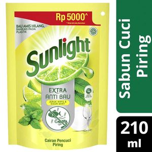 Promo Harga Sunlight Pencuci Piring Anti Bau With Daun Mint 210 ml - Indomaret