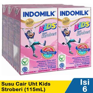 Promo Harga Indomilk Susu UHT Kids Stroberi per 6 tpk 115 ml - Indomaret