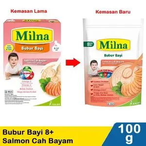 Promo Harga Milna Bubur Bayi 8 Salmon Cah Bayam 120 gr - Indomaret