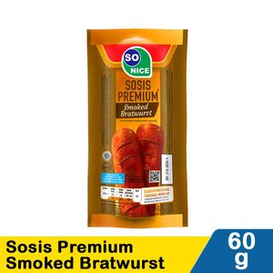 Promo Harga So Nice Sosis Siap Makan Premium Smoked Bratwurst 60 gr - Indomaret