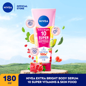 Promo Harga Nivea Extra Bright 10 Super Vitamins & Skin Food Serum 180 ml - Indomaret