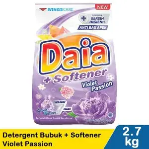 Promo Harga Daia Deterjen Bubuk + Softener Violet 2700 gr - Indomaret