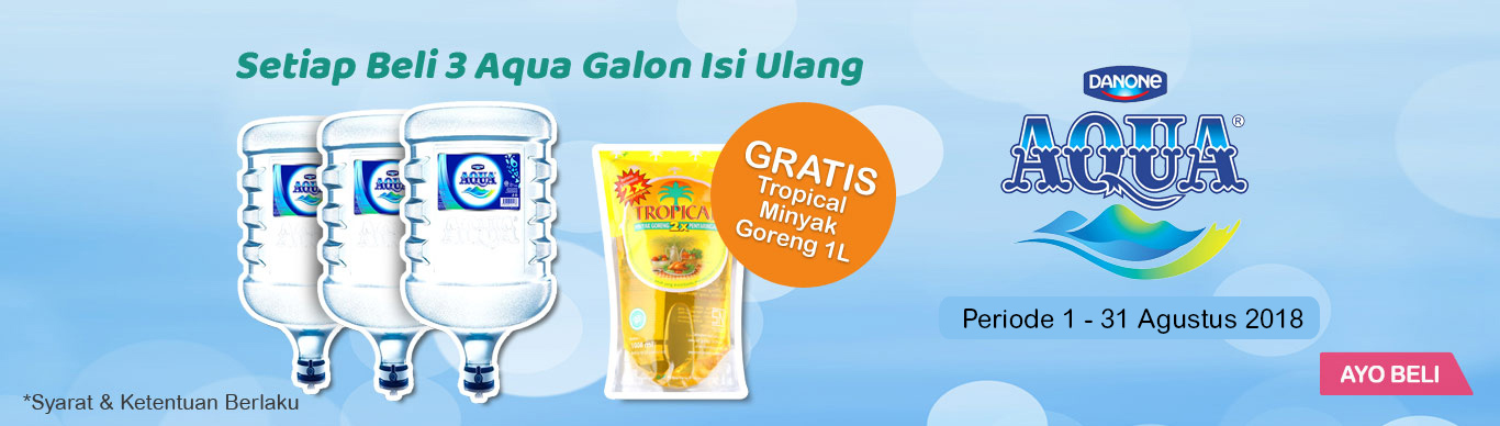 Promo Aqua Galon Gratis Minyak Tropical