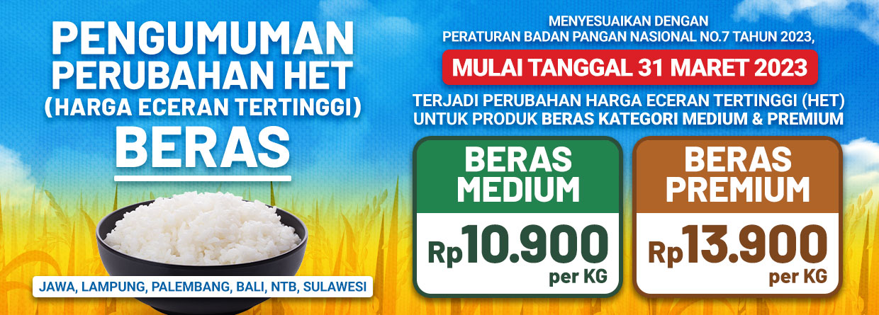 Pemberitahuan Perubahaan Harga Eceran Tertinggi (HET) Beras | Klik ...