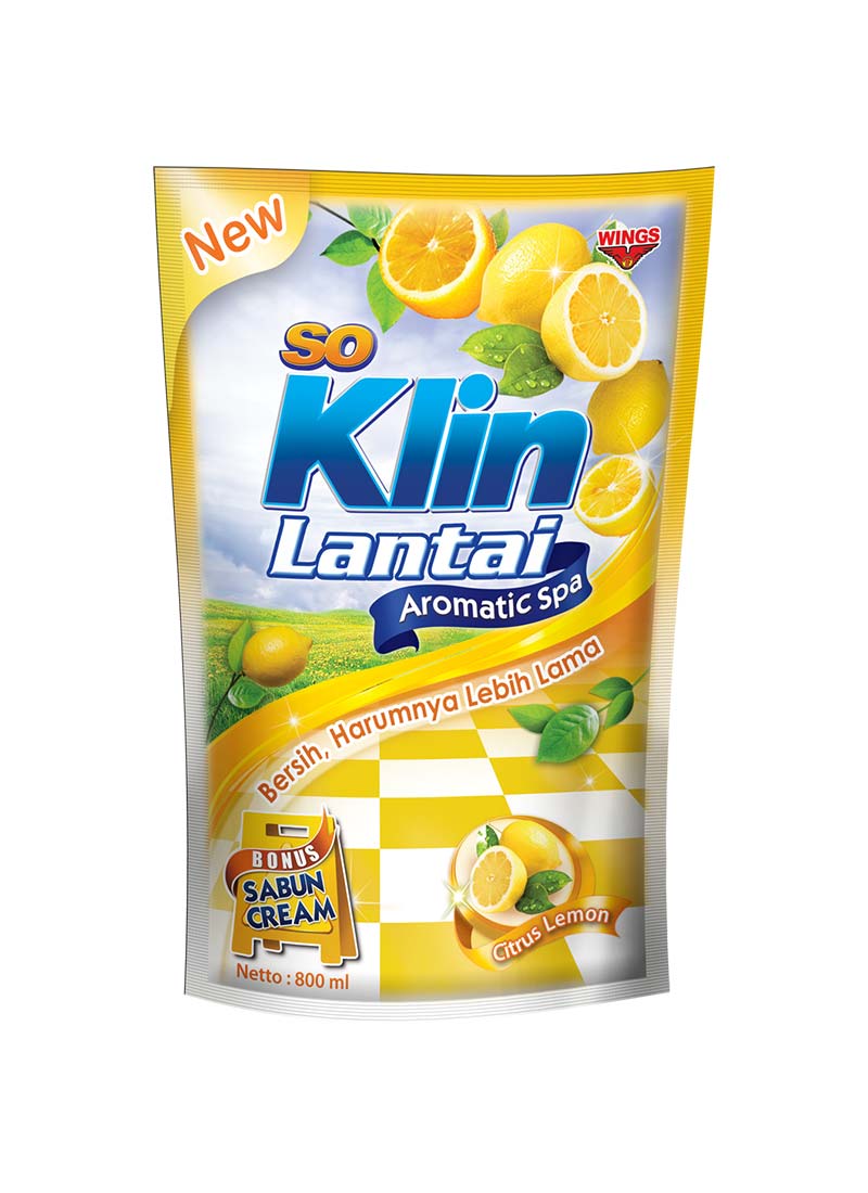So Klin Pembersih Lantai  Refill Energizng Lemon Pch 800Ml 