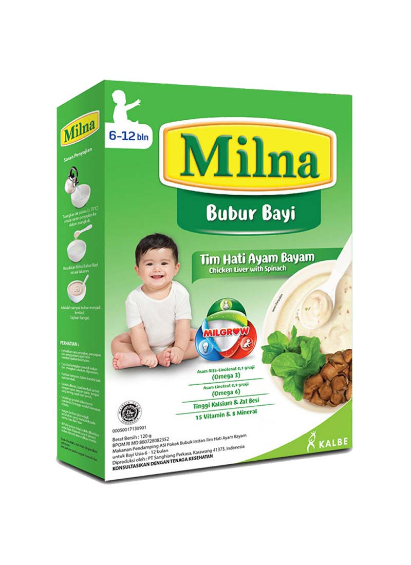 Milna Bubur Reguler 6 Bulan Tim Hati Ayam Bayam 120g Klikindomaret