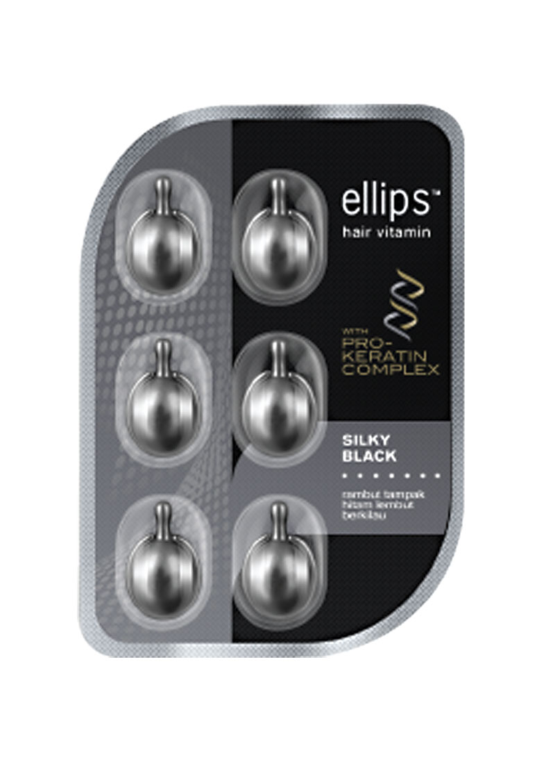 Ellips Hair Vitamin Pro Keratin Silky Black Pck 6x1ml Klikindomaret