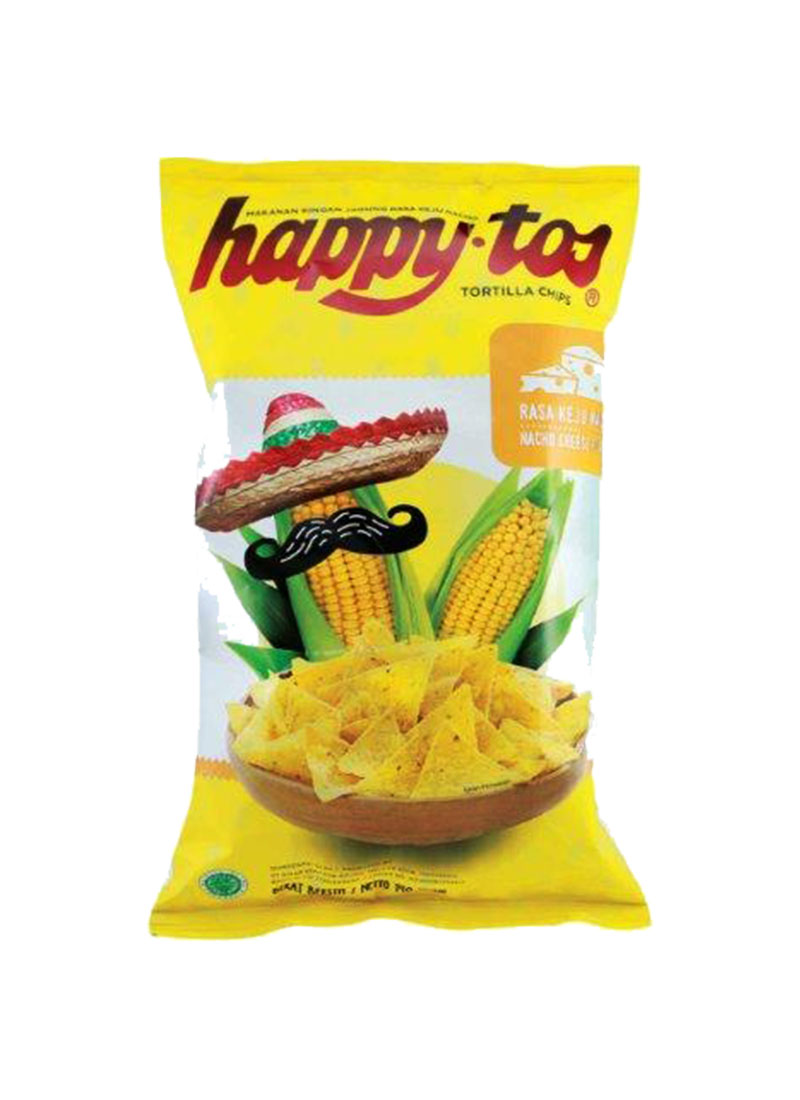 Happytos Snack Tortilla Chips Nacho Cheese Pck 140G | KlikIndomaret