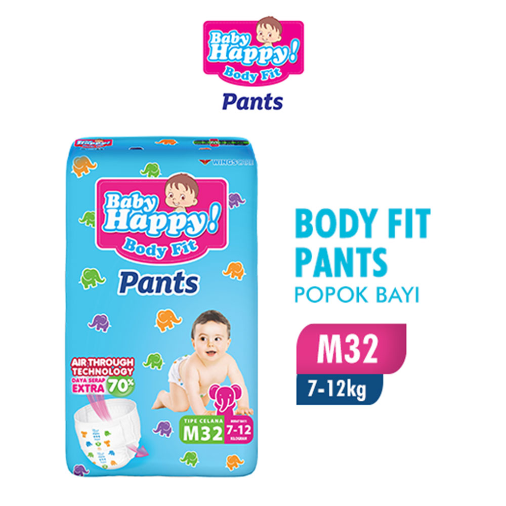 Baby Happy ! Baby Diapers Pants 32'S Medium | Klik Indomaret