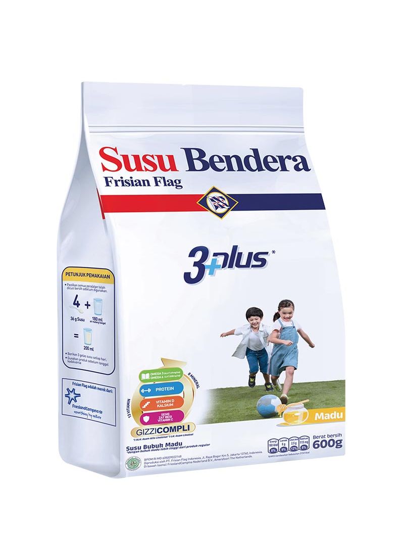 Bendera 3 Plus Susu Pertumbuhan Madu 360g Klikindomaret