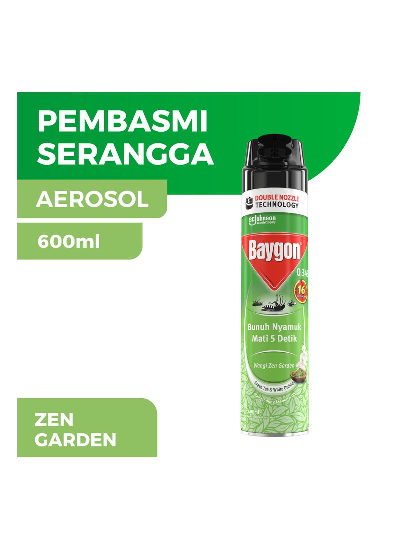 Baygon Insektisida Spray  Anti  Nyamuk  Zen Garden 600 75Ml 