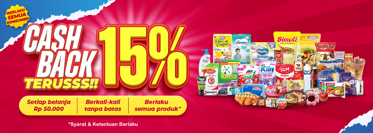 Cashback Terus 15% Transaksi Di KlikIndomaret | KlikIndomaret